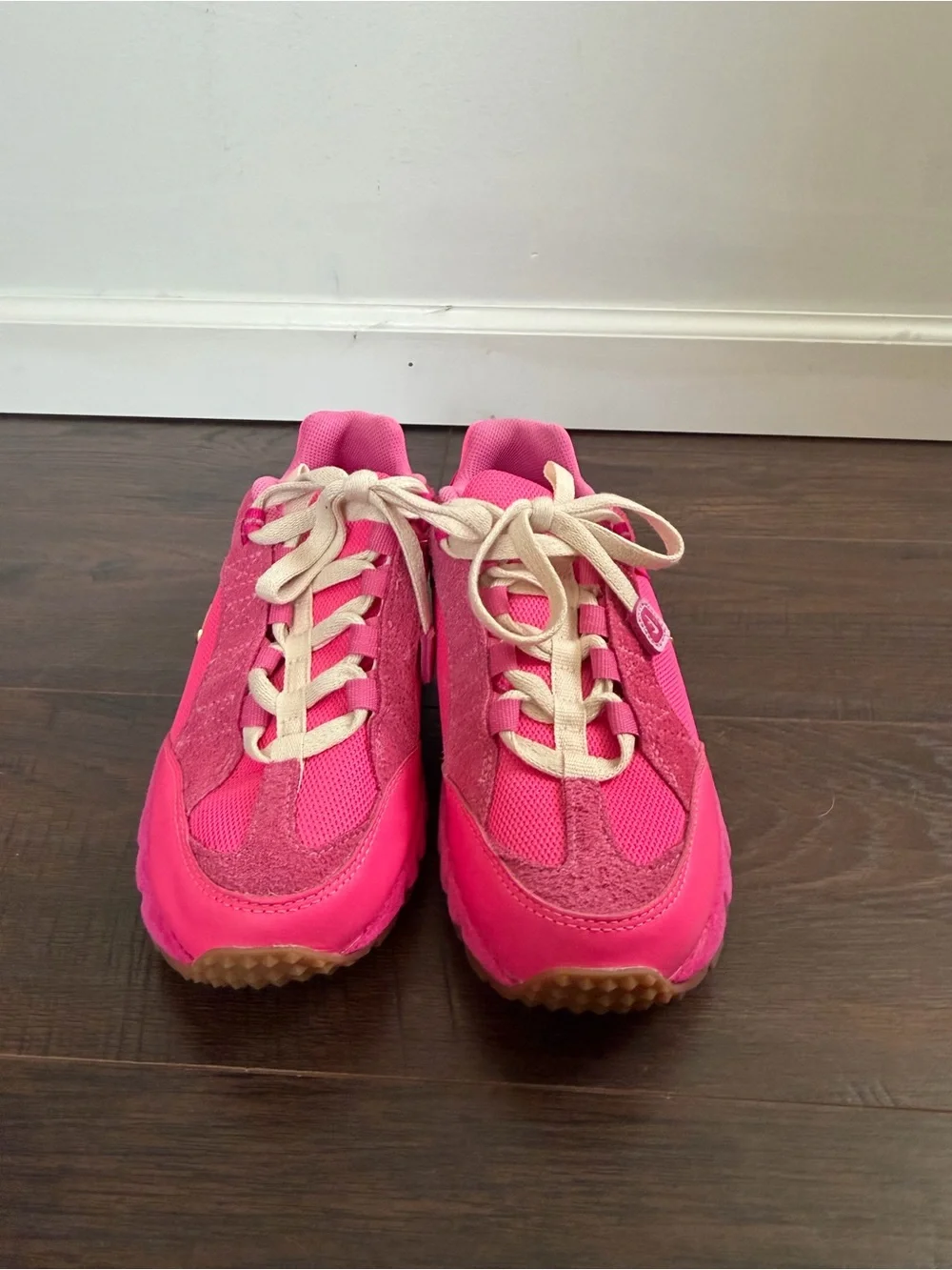 Jacquemus Hot Pink and Cream Platform Sneakers